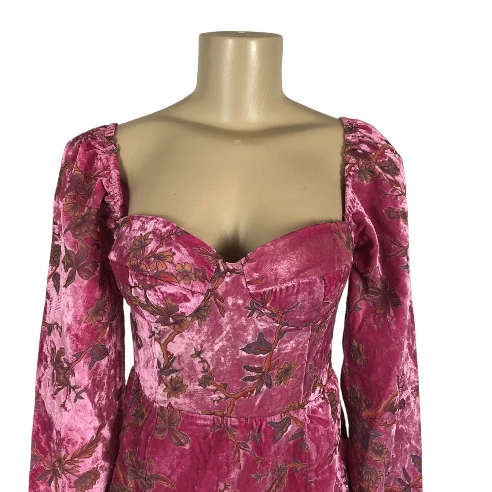 NWT Lulus Pink Floral Velvet‎ Burnout Bustier Mini Dress Size S Y2K Party Club